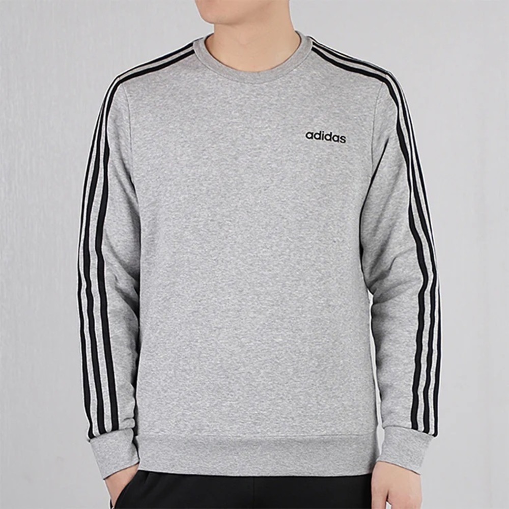 Adidas Essentials 3-Stripes Gray Crewneck Sweatshirt XS